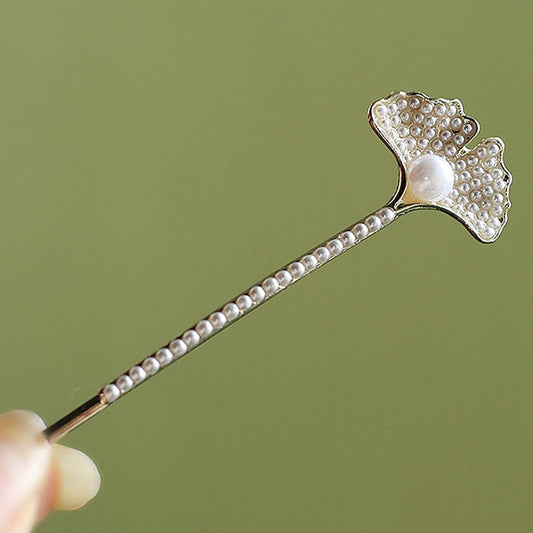 Vintage Pearl Leaf Hair Clip ? Elegant Side Pin_CWAHA1224