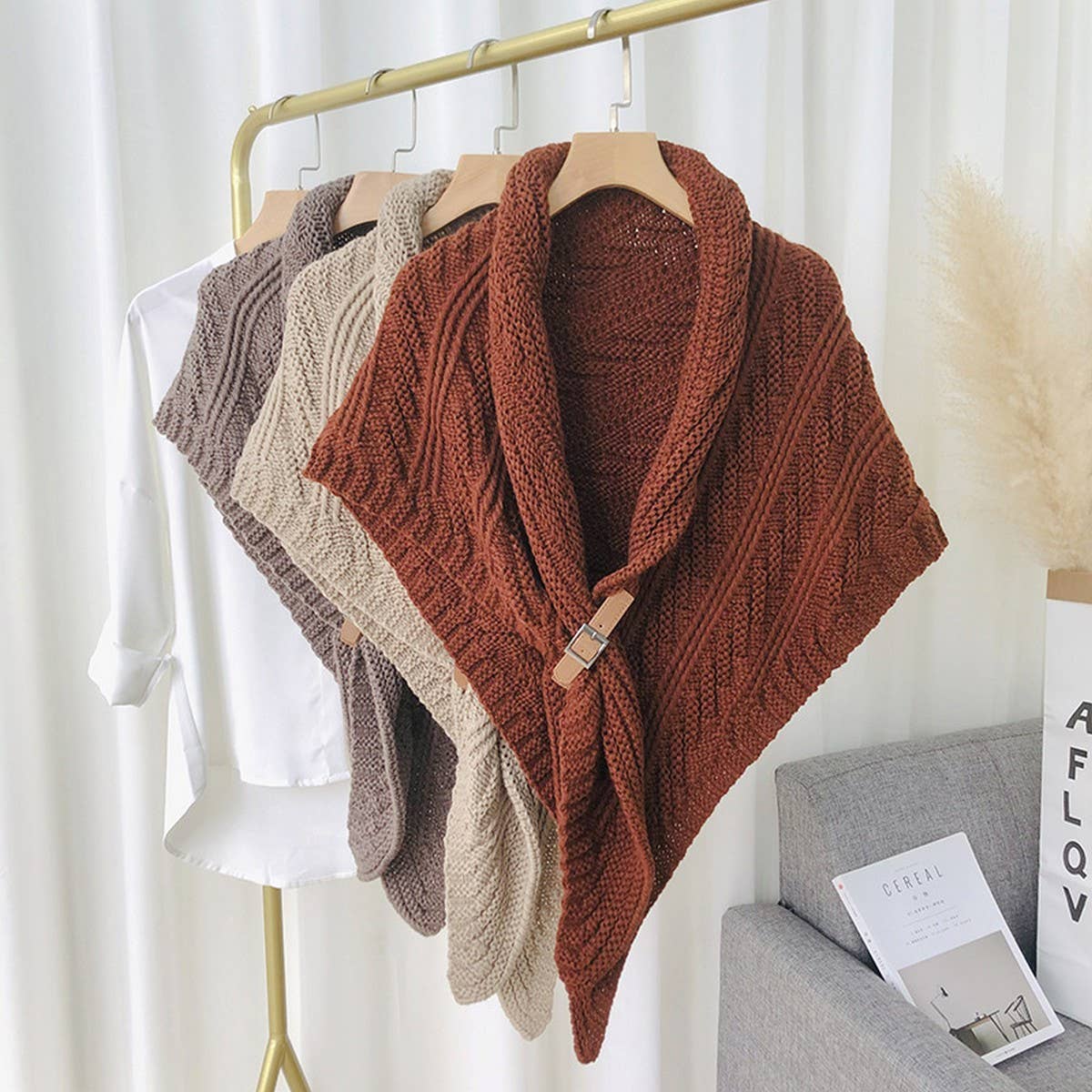 NEW LEATHER BUCKLE SHAWL TRIANGLE CLOAK
