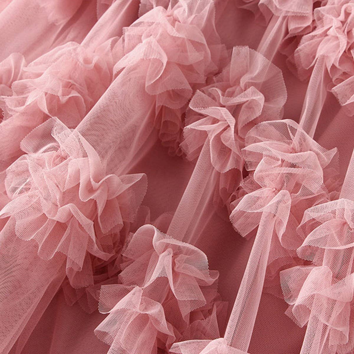 Candy Color Ruffle Tulle Irregular Midi Skirt_CWBMS0403