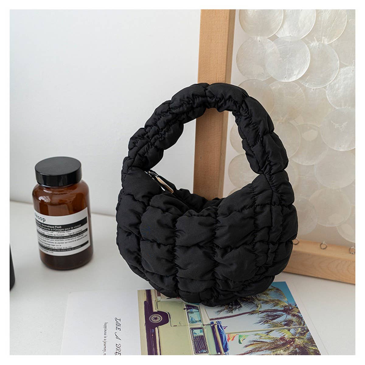Stylish Plaid Puffy Cloud Handbag  Mini Tote_CUAB00506