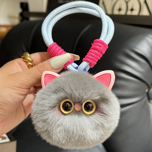 CUTE BRACELET WITH KITTEN AND CAR KEYCHAIN PENDANT