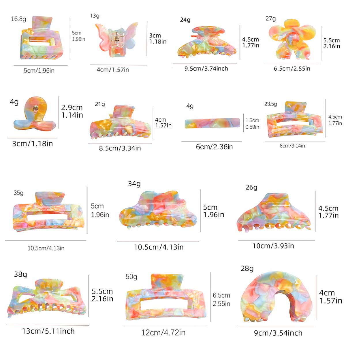 Acetate board style candy-colored hair clip