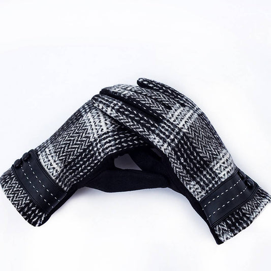 PLAID FLEECE WARM BREATHABLE GLOVES_CWAG0071