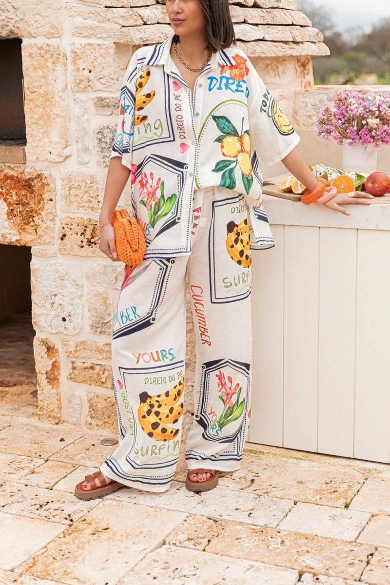 CWSTB2190_GRAFFITI PRINT PLUS SIZE SHIRT & WIDE LEG SET