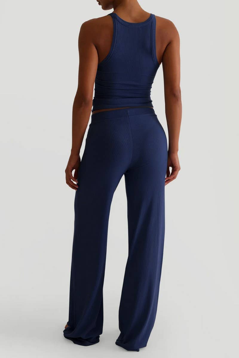 CWSTB00442_SPORTS YOGA TANK TOP & WIDE LEG PANTS SET