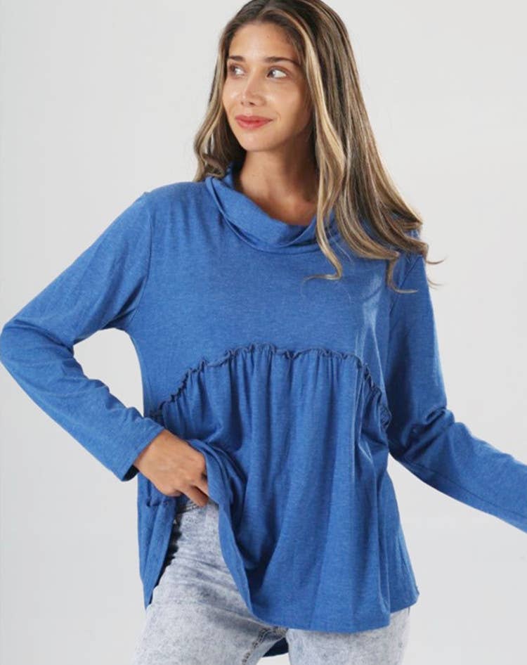 CWTTL1207_Turtle Neck Loose Long Sleeve Pullover Top