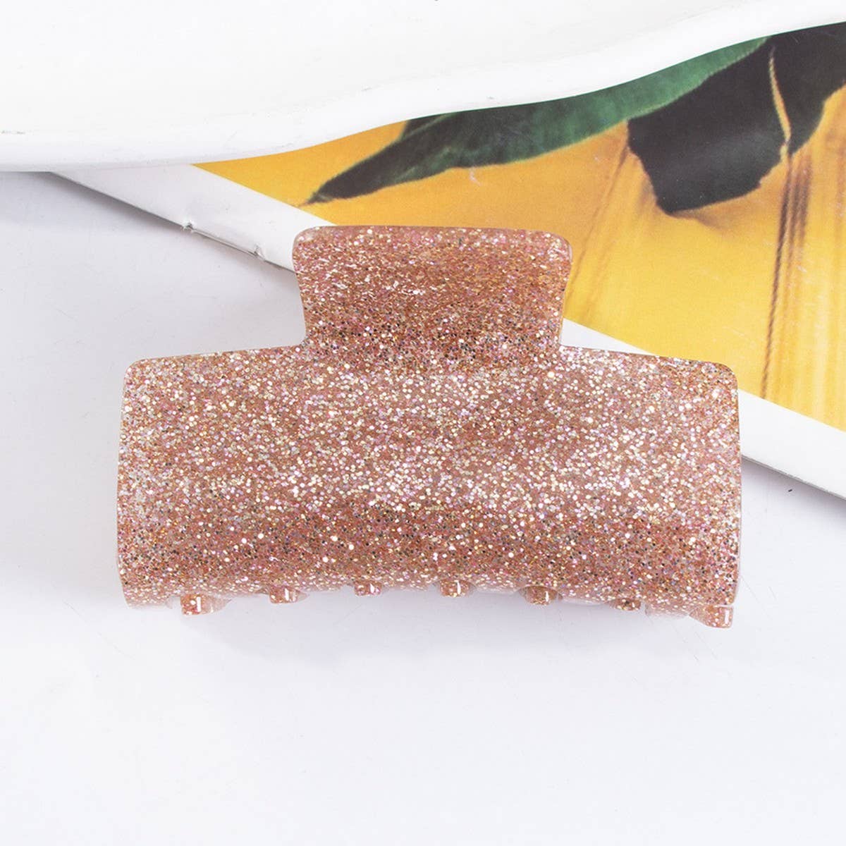 CWAHA1437_GLITTER POWDER RECTANGLE GENTLE HAIR CLAW CLIP
