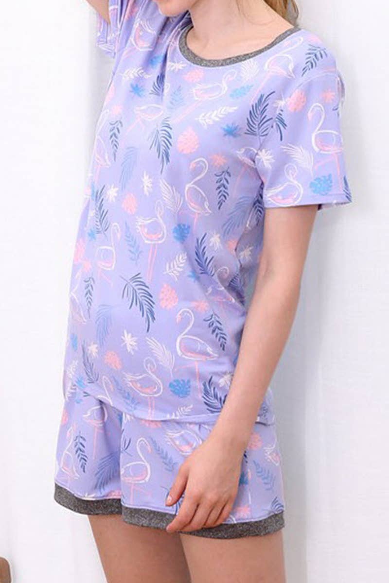 CWSPJ031-P_SHORT SLEEVE TOP WITH SHORTS PAJAMA SET