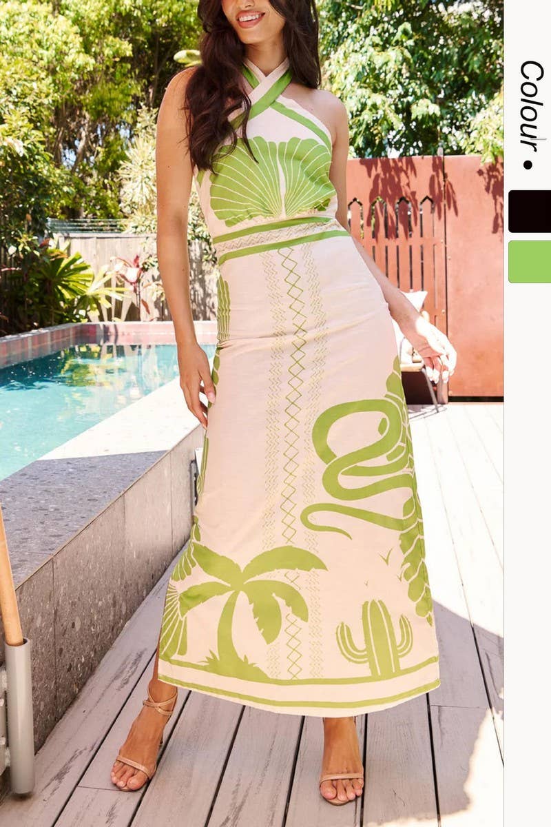 CWDHL0814_SEXY FLORAL PRINT HALTER NECK MAXI DRESS