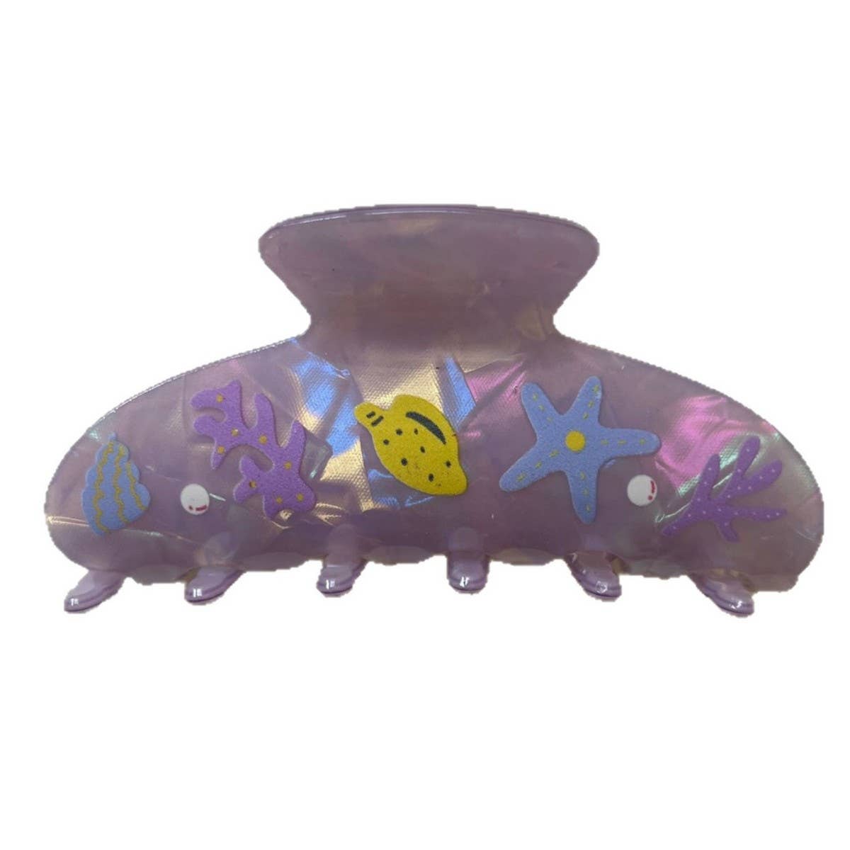 CWAHA07745_ACETATE STARFISH OCEAN SHARK HAIR CLAW CLIP