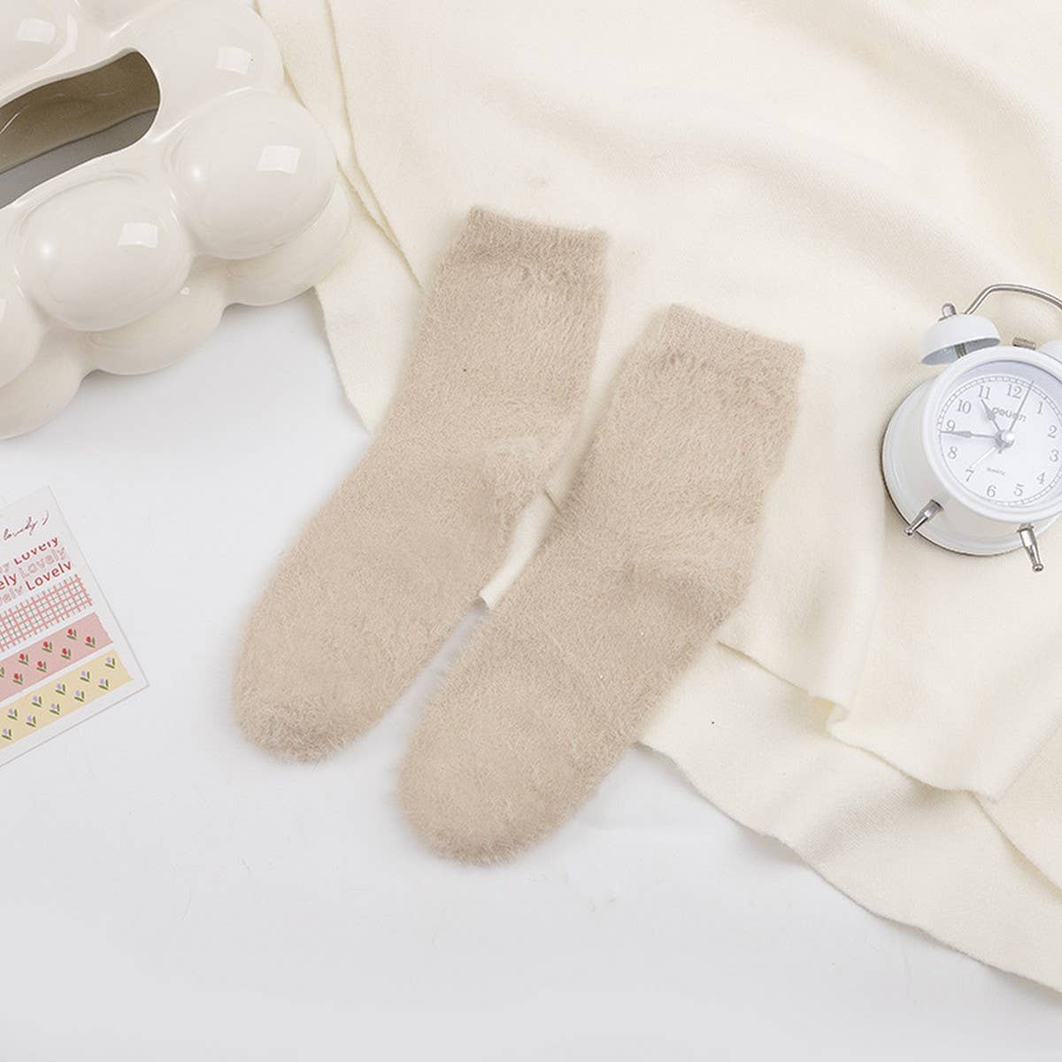 WINTER WARM MID-TUBE SOCKS SOLID COLOR SOCKS