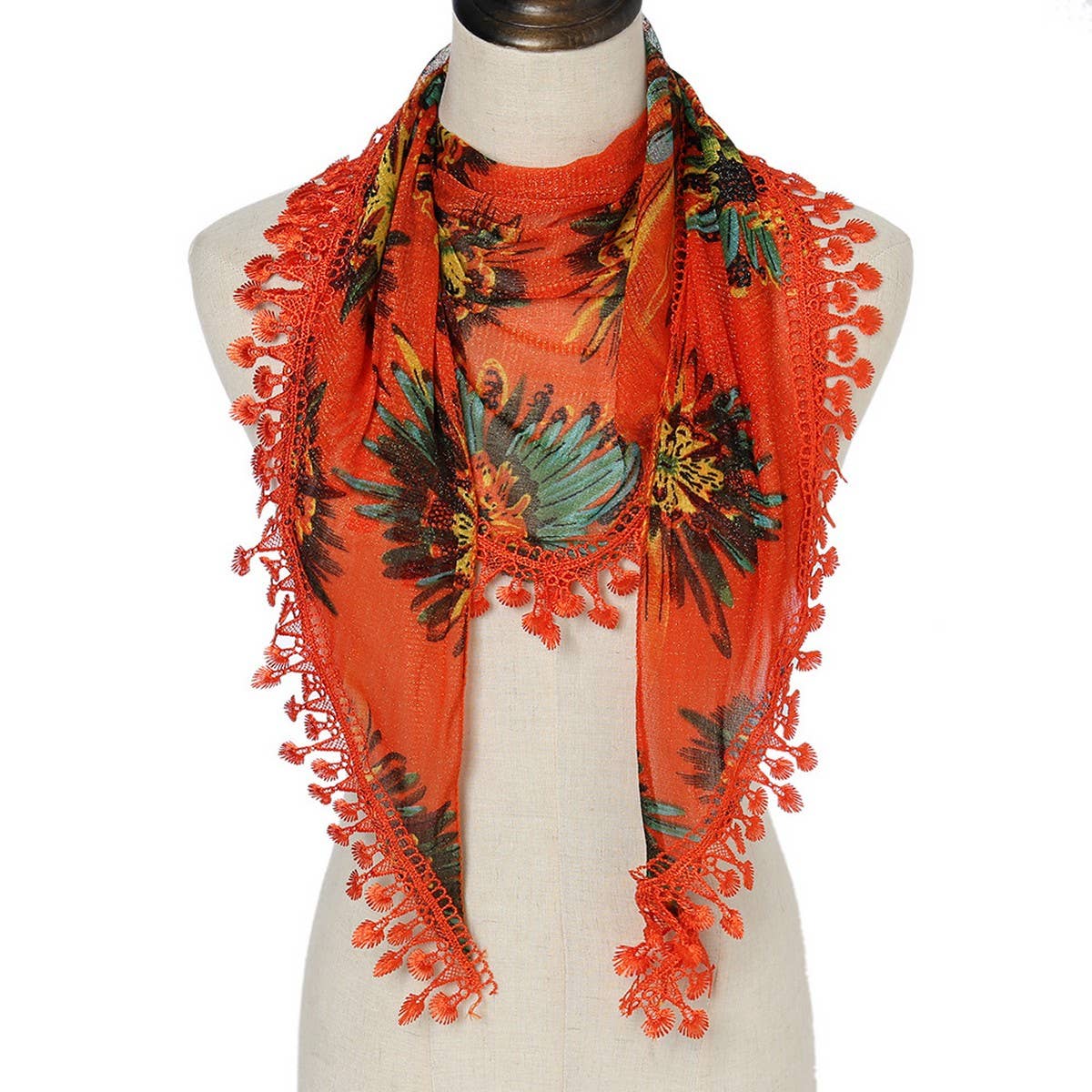 NEW LIGHT LUXURY LACE TRIANGLE SCARF SHAWL
