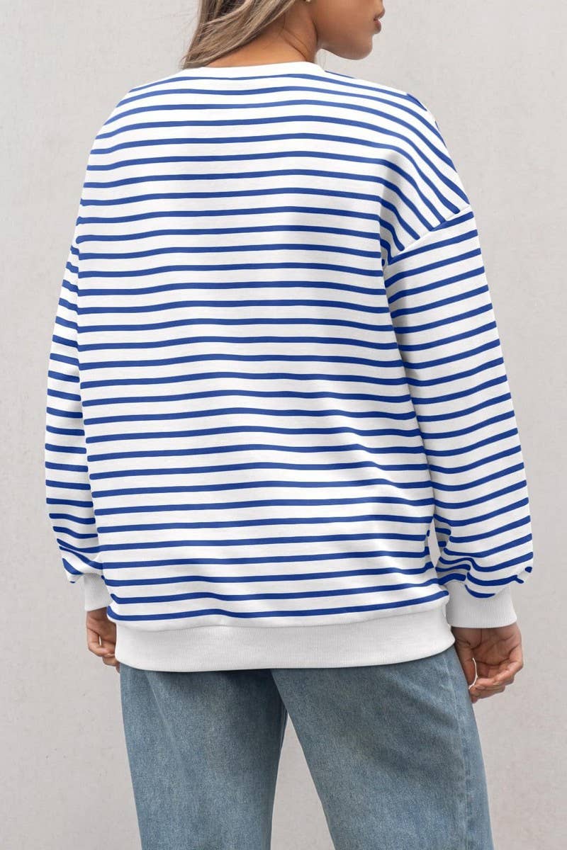 CWTBLL4009_STRIPED CREWNECK OVERSIZED SWEATSHIRT PULLOVER