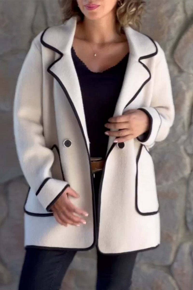 CWOCO1084_TEMPERAMENT SUIT COLLAR DOUBLE-FACED WOOLEN COAT