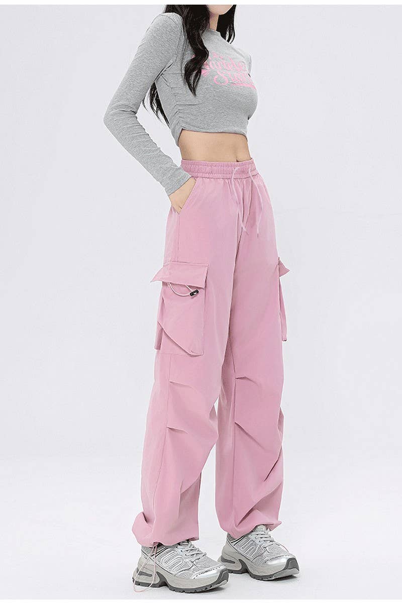 CWBLP00920_AUTUMN STRAIGHT HIGH WAIST SLIM LOOSE PANTS