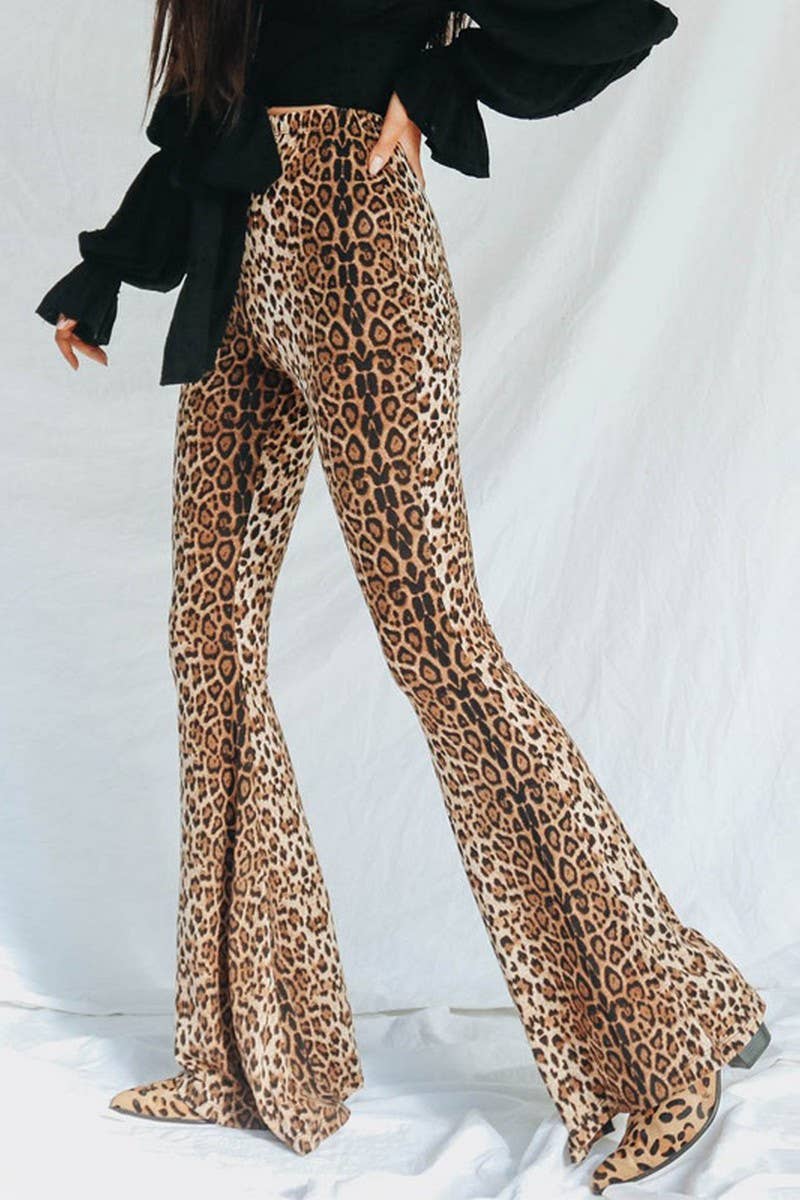 CWBLP1868_HIGH-RISE SLIM-FIT LEOPARD PRINT FLARED TROUSERS
