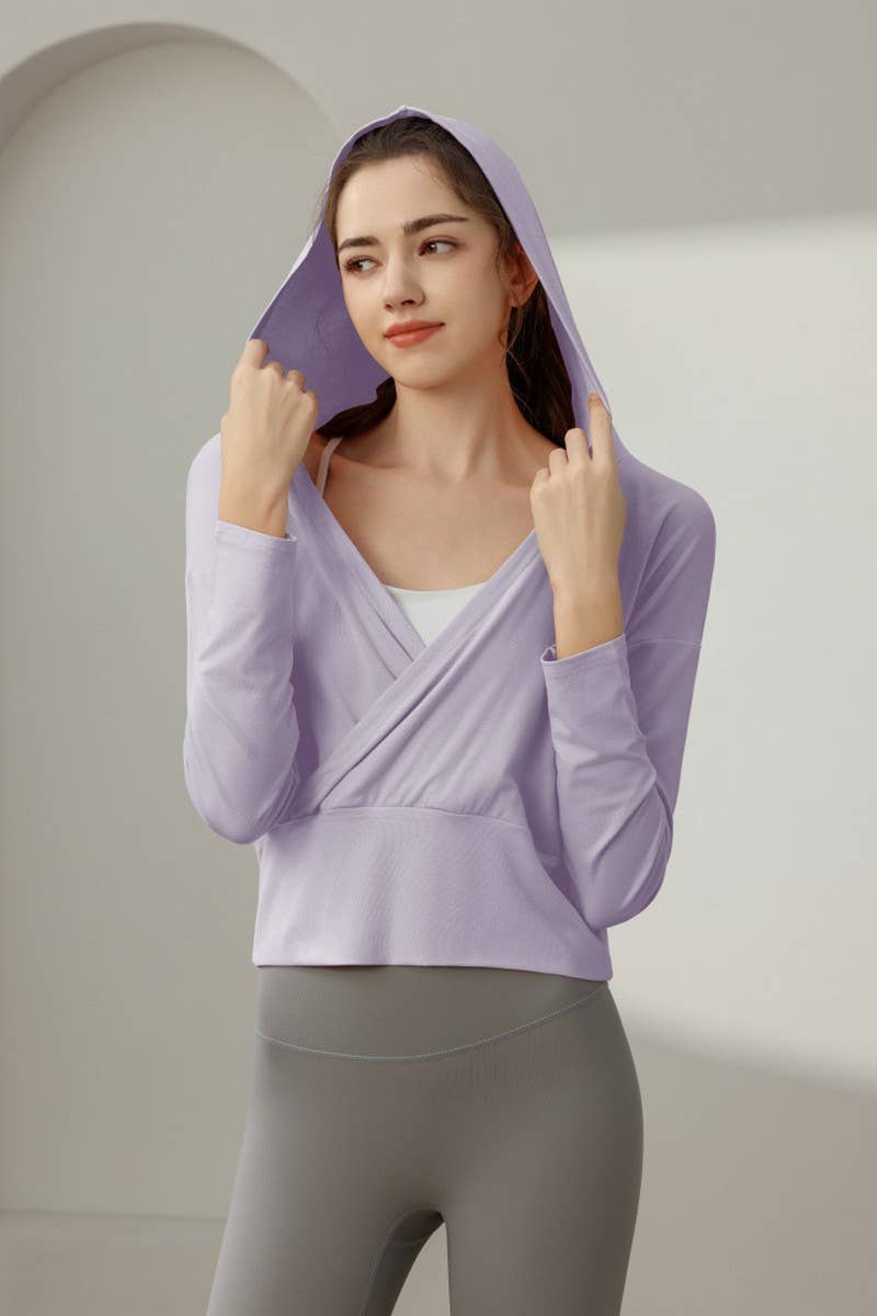 CWTBLL3629_NEW STYLE SPORTS LOOSE YOGA JACKET HOODED TOP