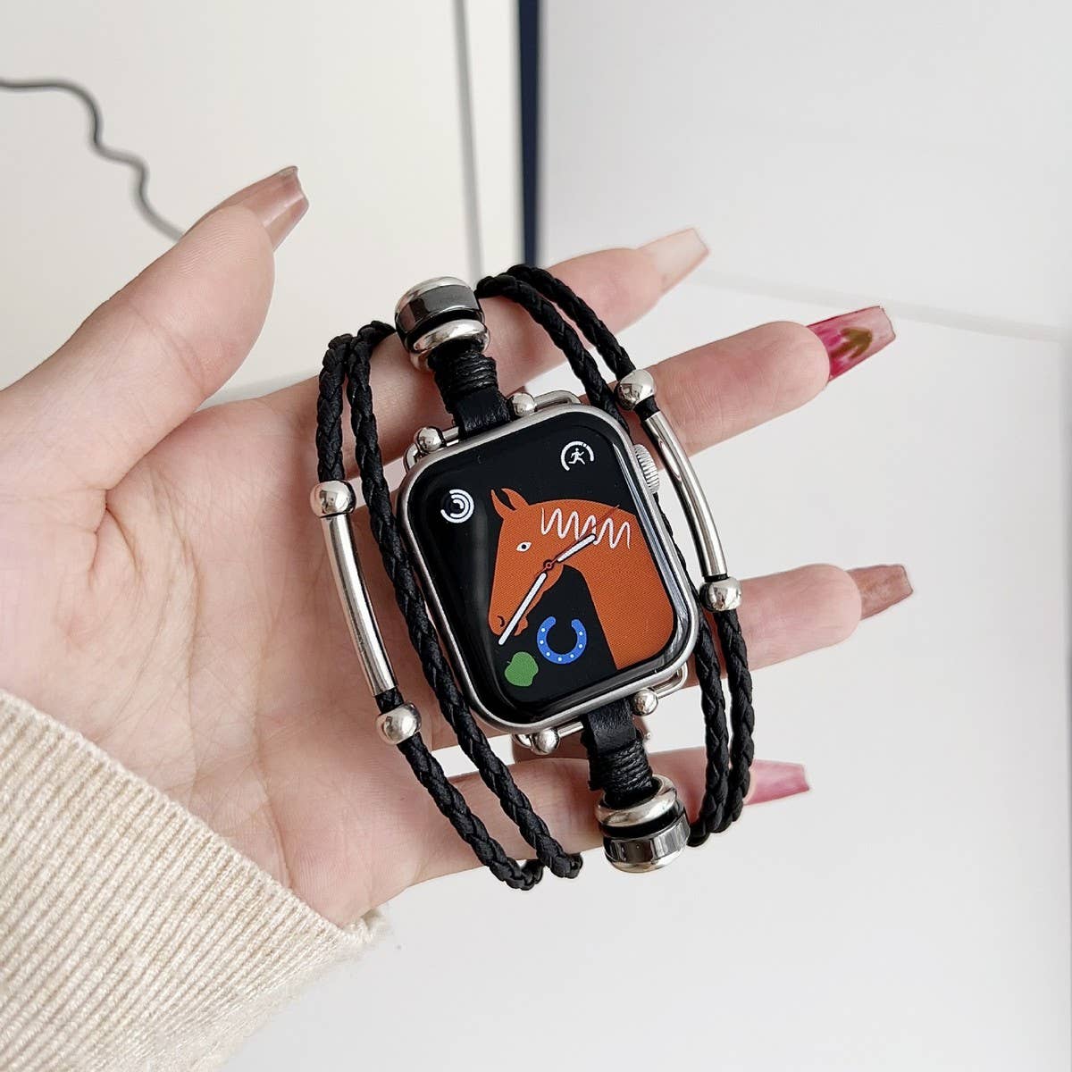 BOHEMIAN STYLE IWATCH9 GENUINE LEATHER WOVEN STRAP_CWWW0067