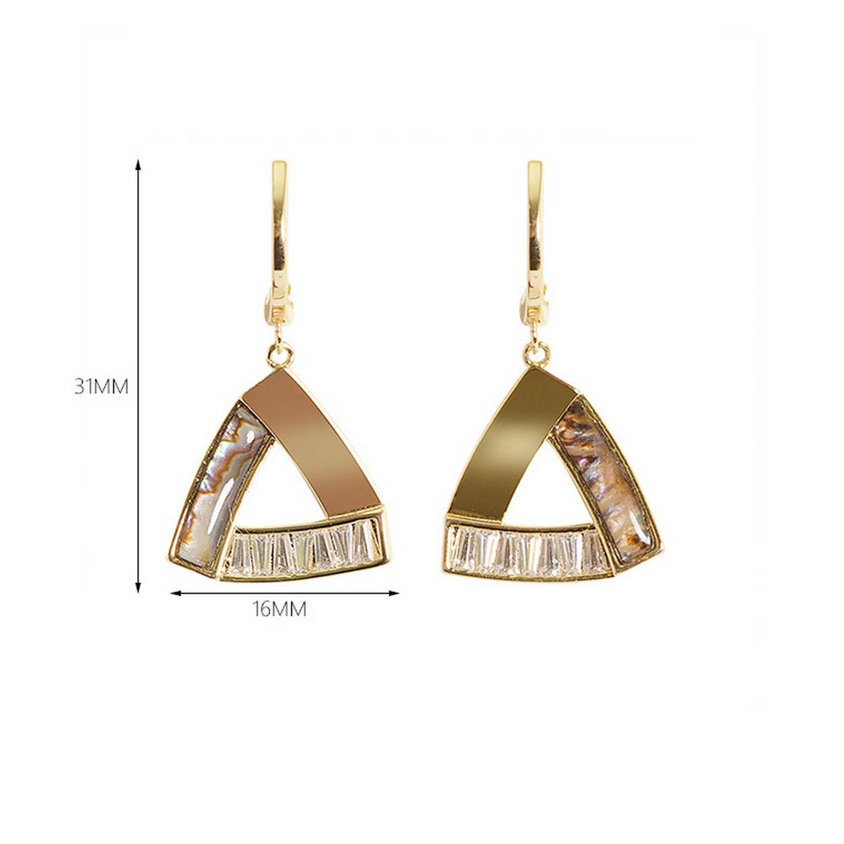 NATURAL ABALONE ZIRCON MOTHER-OF-PEARL EARRINGS