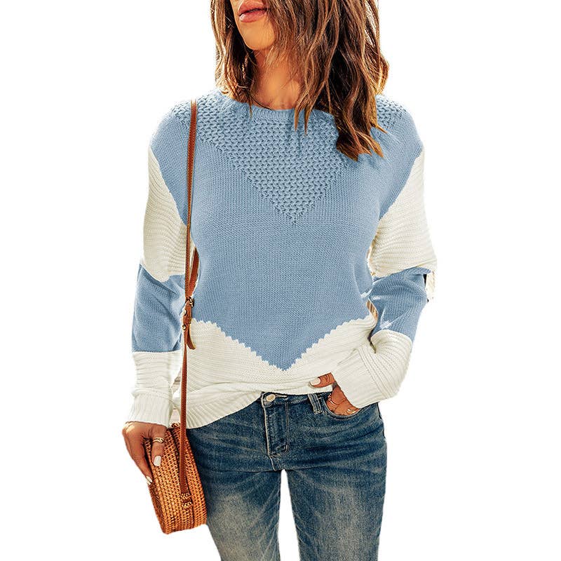 CREW-NECK COLOR MATCHING BASE PULLOVER SWEATER