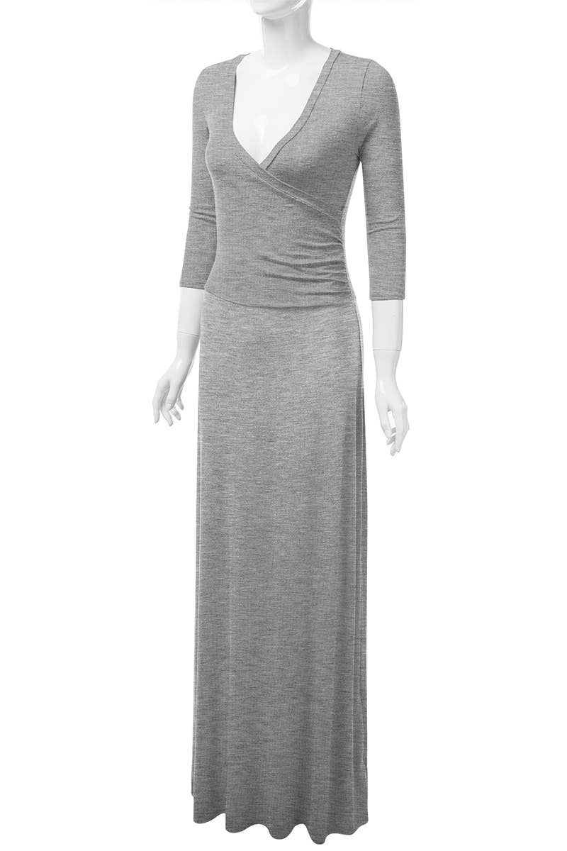 AWDMD283_3/4 Sleeve Knit Long Dress