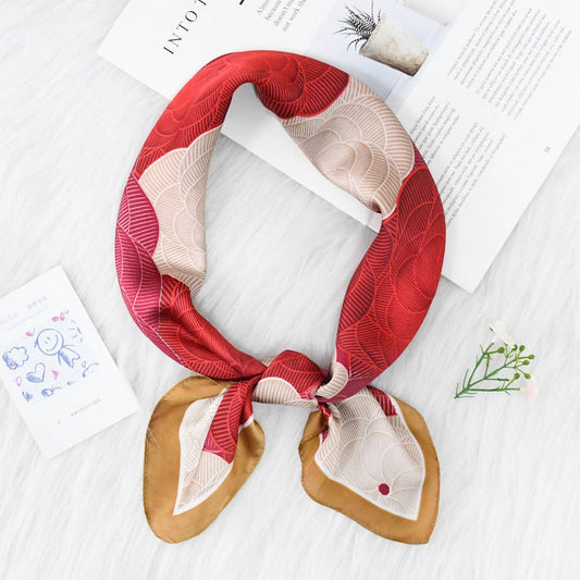 Colorblock Floral Satin Scarf for Work & Sun