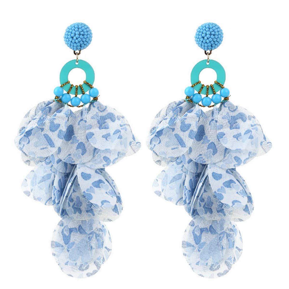 Handmade Floral Tassel Earrings Long Bold Design