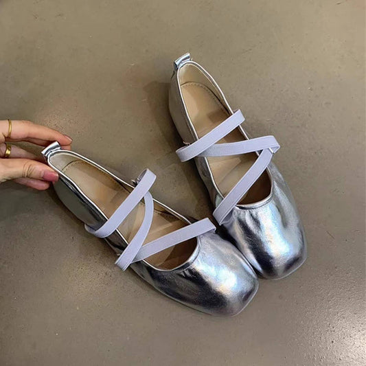 Red Cross-Strap Mary Jane Flats for Women_CWSHF0063