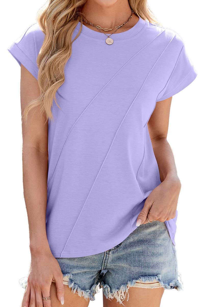 CWTTS1332_SUMMER ROUND NECK LOOSE SHORT SLEEVE T-SHIRT