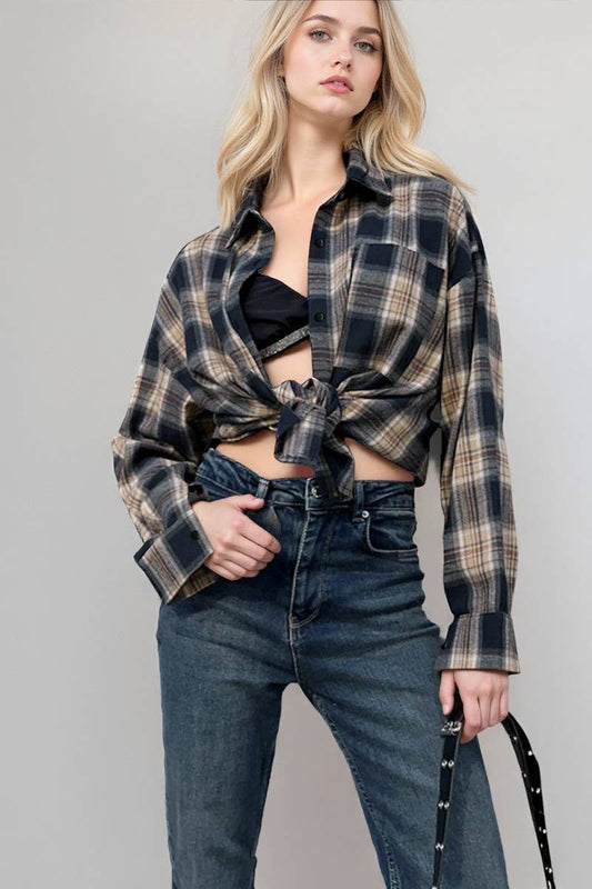 CWTBLL559_RETRO PLAID COMMUTER LOOSE LONG-SLEEVED SHIRT