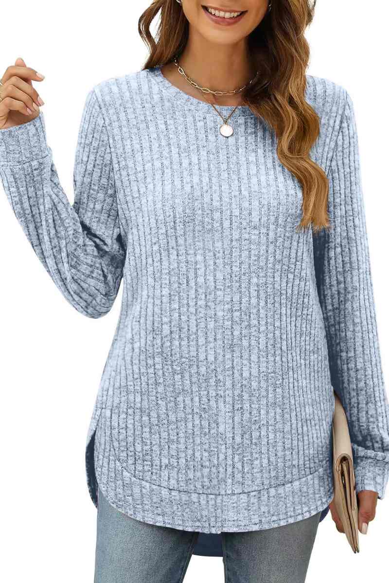 CWOSWL6553_CREW-NECK WOOLEN LONG-SLEEVED SWEATER