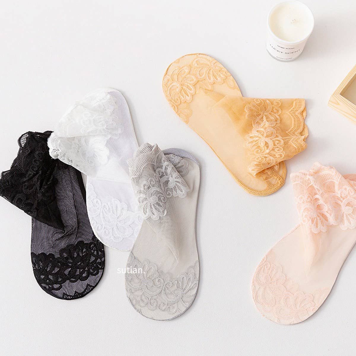 SUMMER THIN BREATHABLE MESH LACE SOCKS