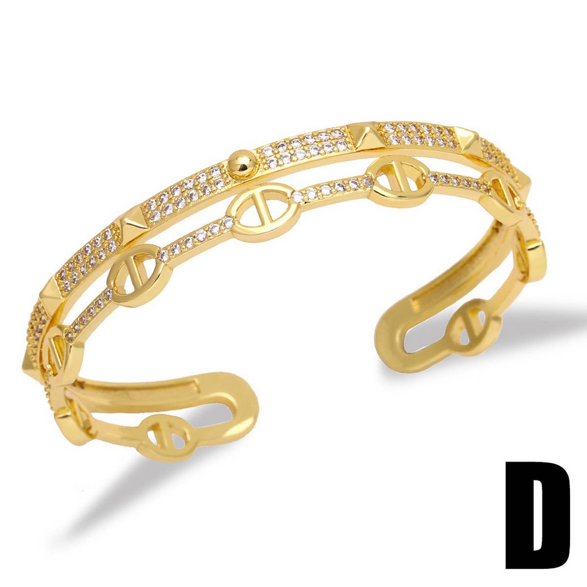 PERSONALIZED DIAMOND PLATED GOLD PLATED BRACELET_CWAJE0877