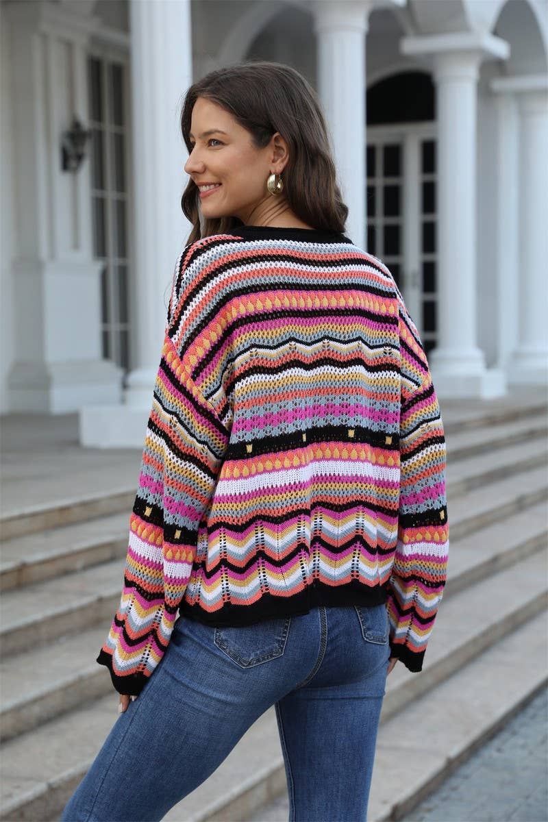 CWOSWL2068_Loose Sexy Crochet Crew neck Hollowed Out Sweater