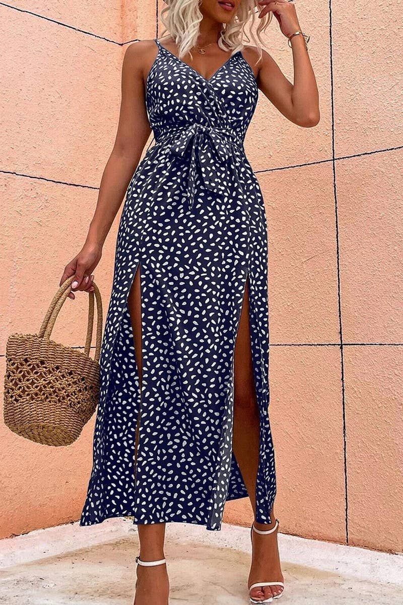 CWDHL0875_HOLIDAY CASUAL FLORAL SUSPENDER DRESS