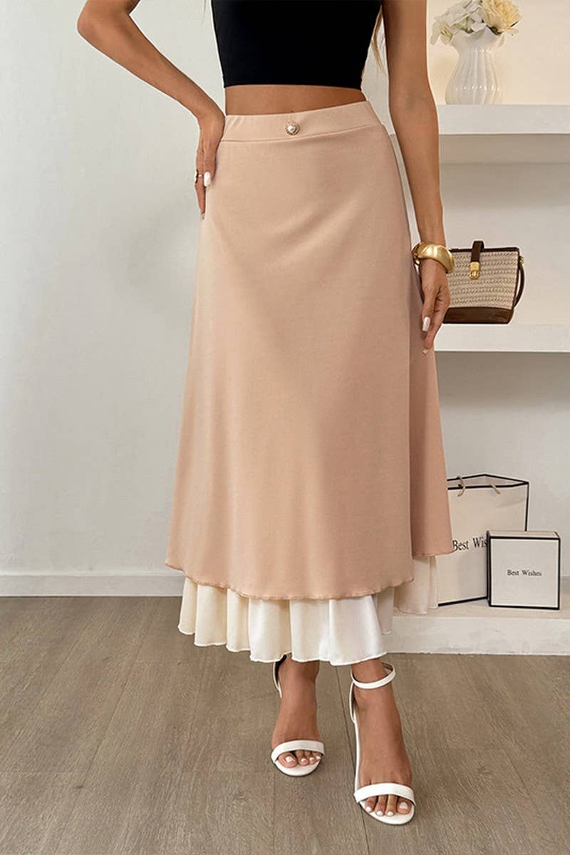 CWBMS0462_BUTTON DETAIL TIERED CASUAL VACATION SKIRT