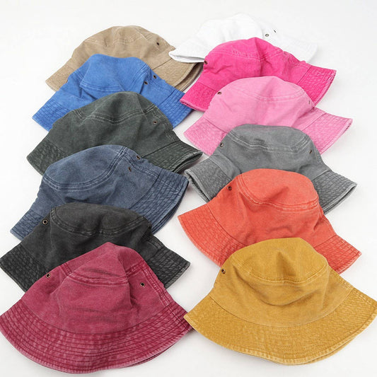 CWAH1510_SOLID COLOR WASH VINTAGE COTTON BUCKET HAT