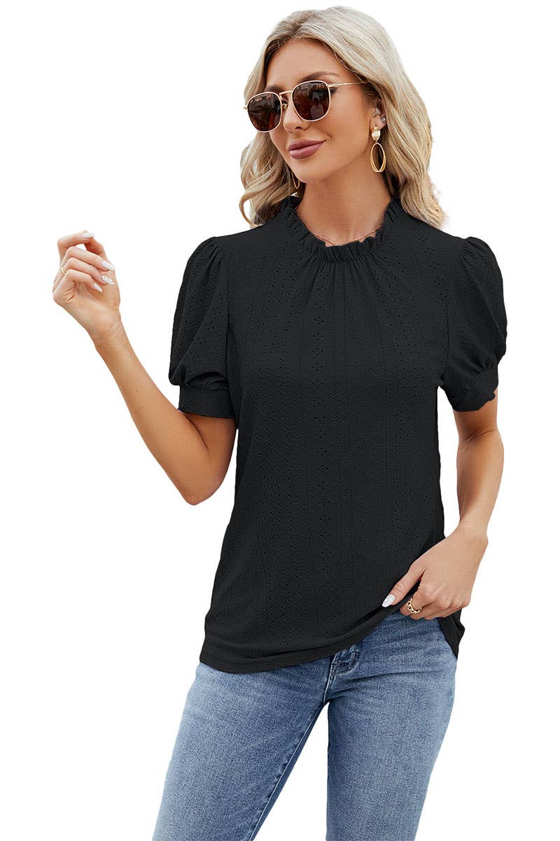 CWTBLS0298_Round Neck Short Sleeved Top