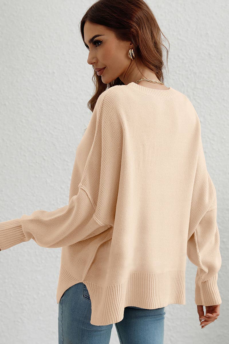 CWOSWL610 Oversized Long Sleeve Crew Neck Pullover Sweater