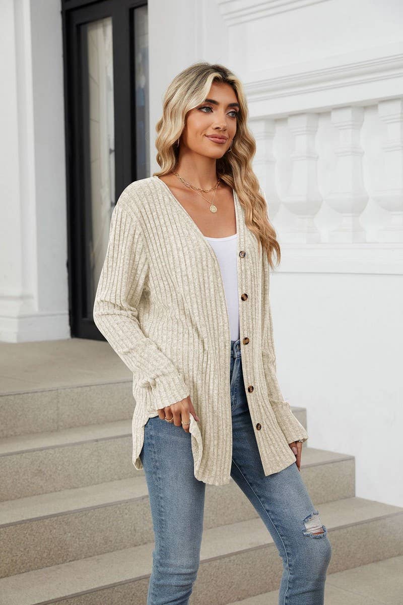 CWOCAL2269_AUTUMN AND WINTER BUTTON KNIT CARDIGAN