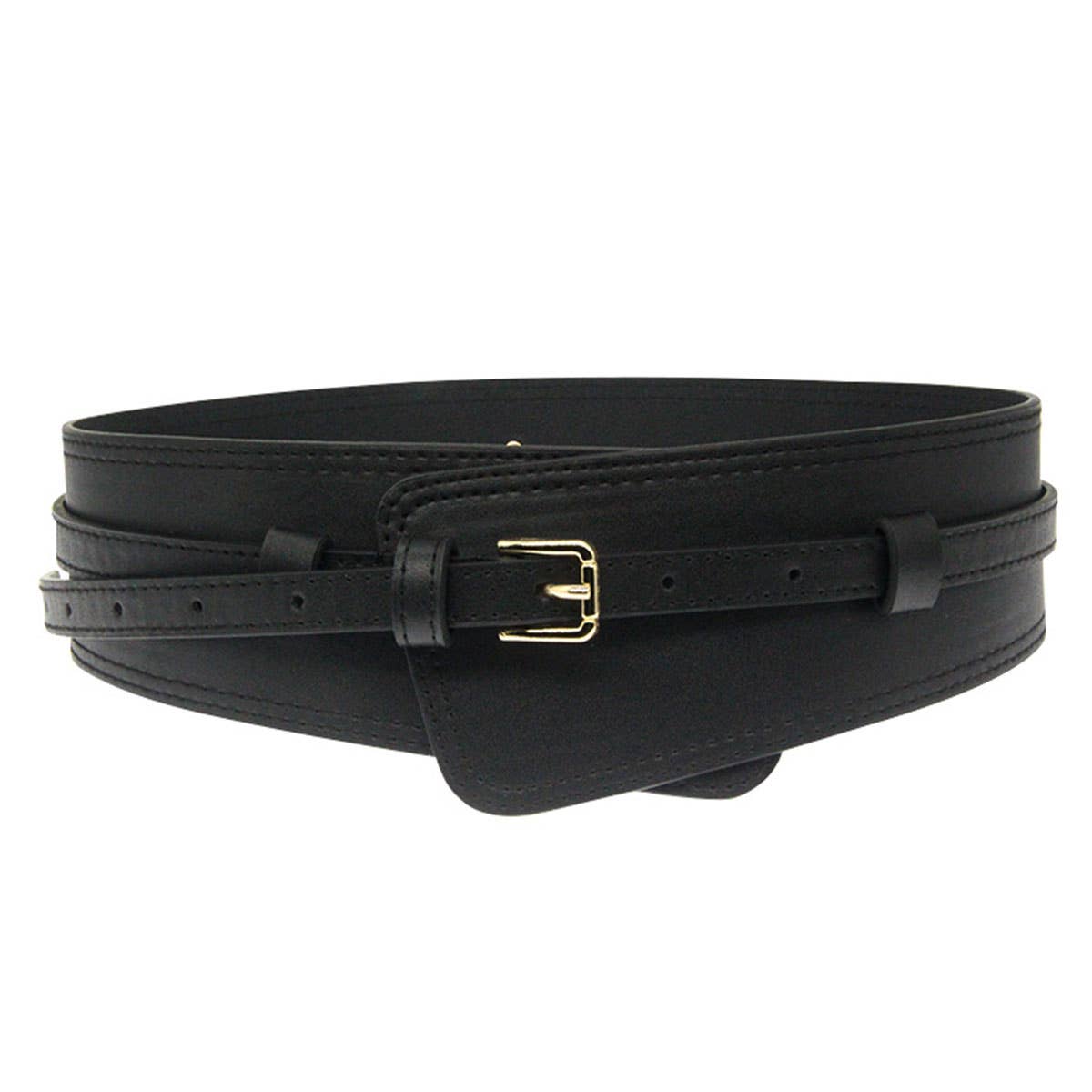 Alloy buckle waist-cinching wide belt
