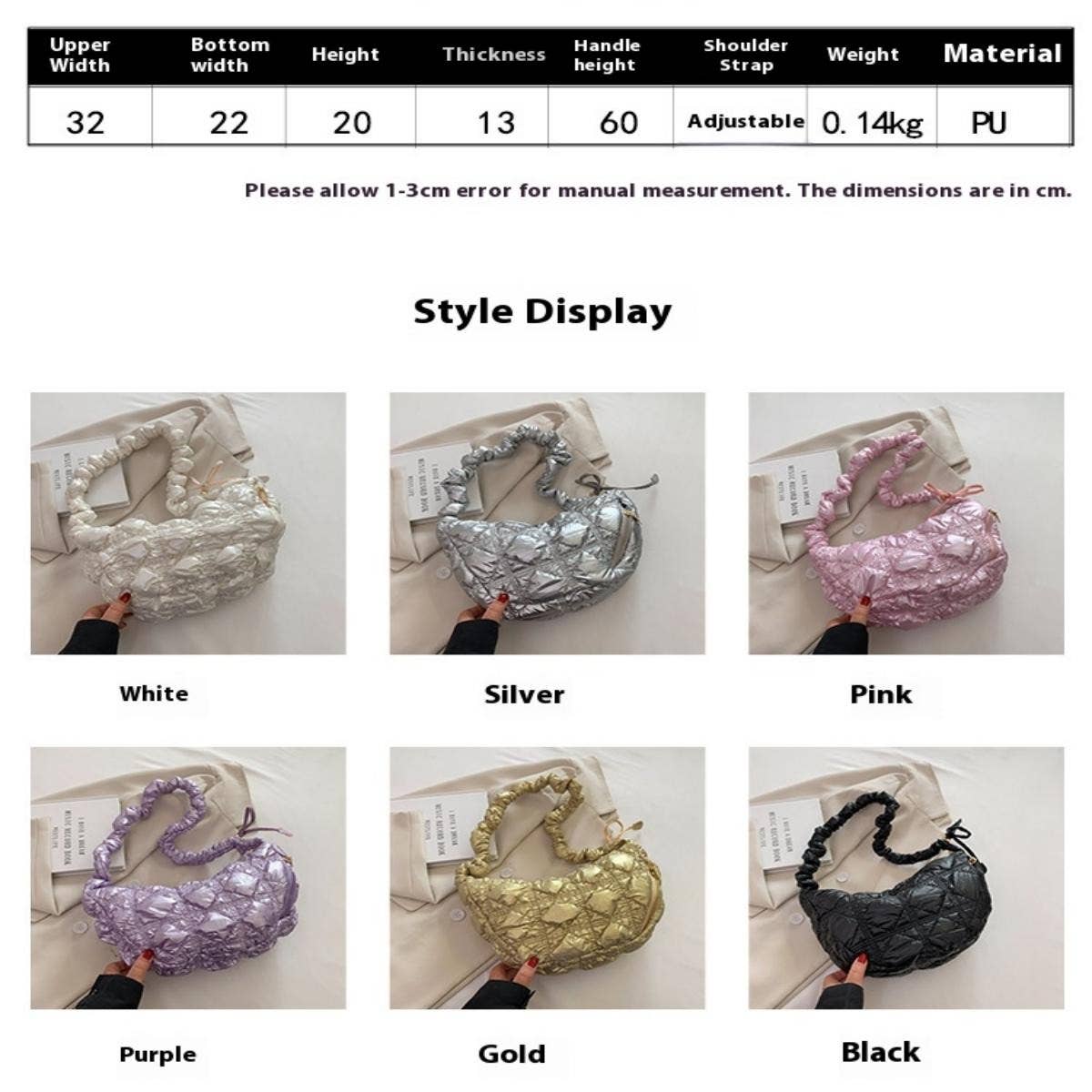 Silver Puffy Cloud Dumpling Shoulder Bag_CUAB00511