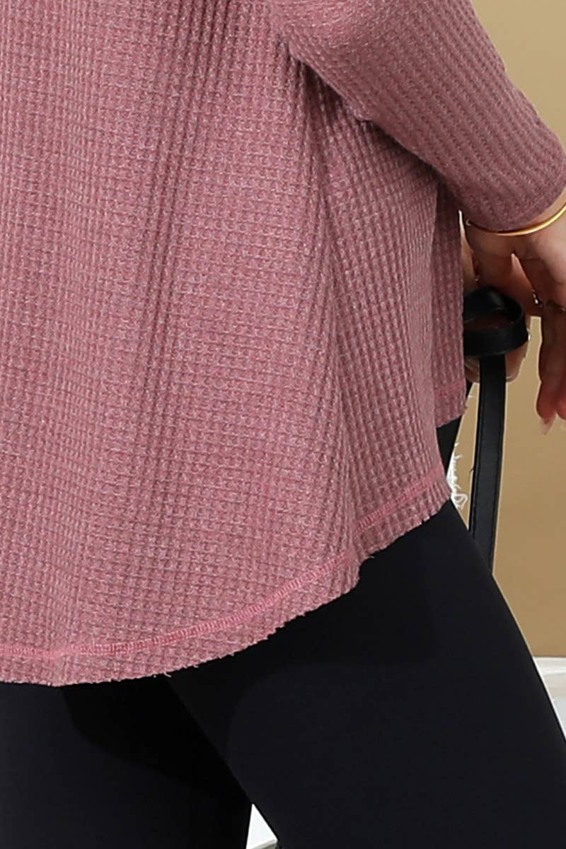 CWTTL1474_Casual Round neck Loose Fit Long Sleeve Tops