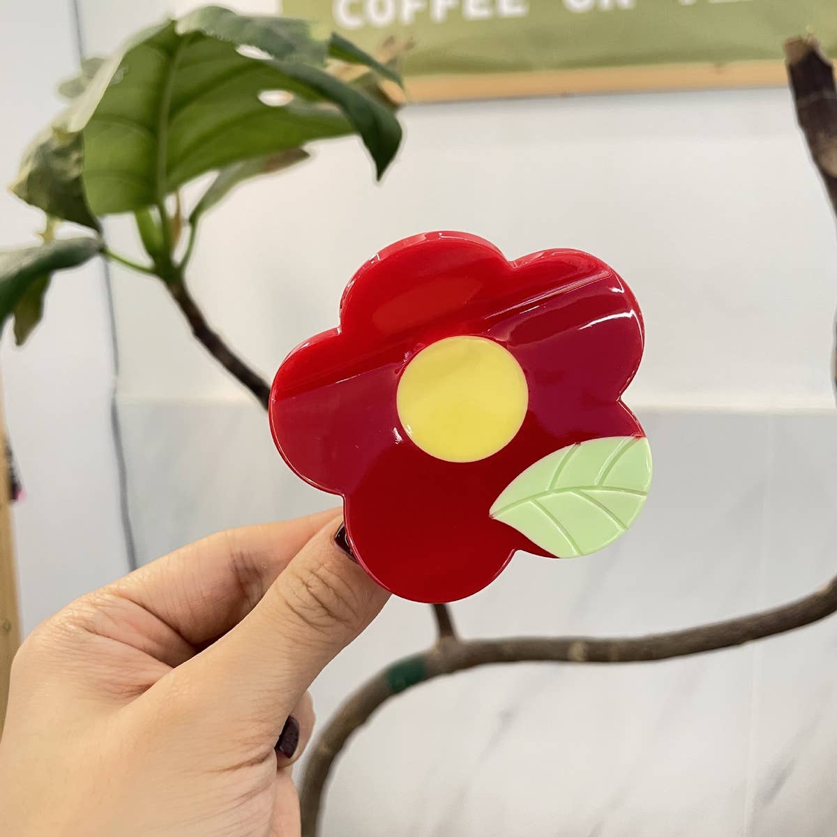 SIMPLE FLOWER SMALL RED FLOWER CANDY COLOR HAIRPIN_CWAHA0972