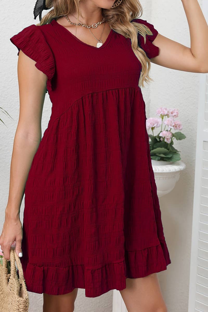 CWDSD8206_SUMMER FRENCH RETRO PLEATED RUFFLE DRESS