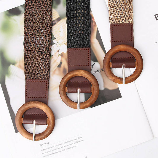 CWABE0932_FASHIONABLE BRAIDED WOODEN BUCKLE BELT