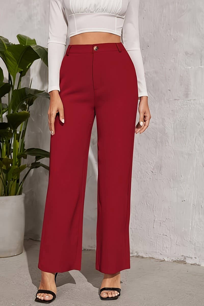 CWBLP2079_SOLID HIGH WAIST SLIM COMFORT DRESS PANTS