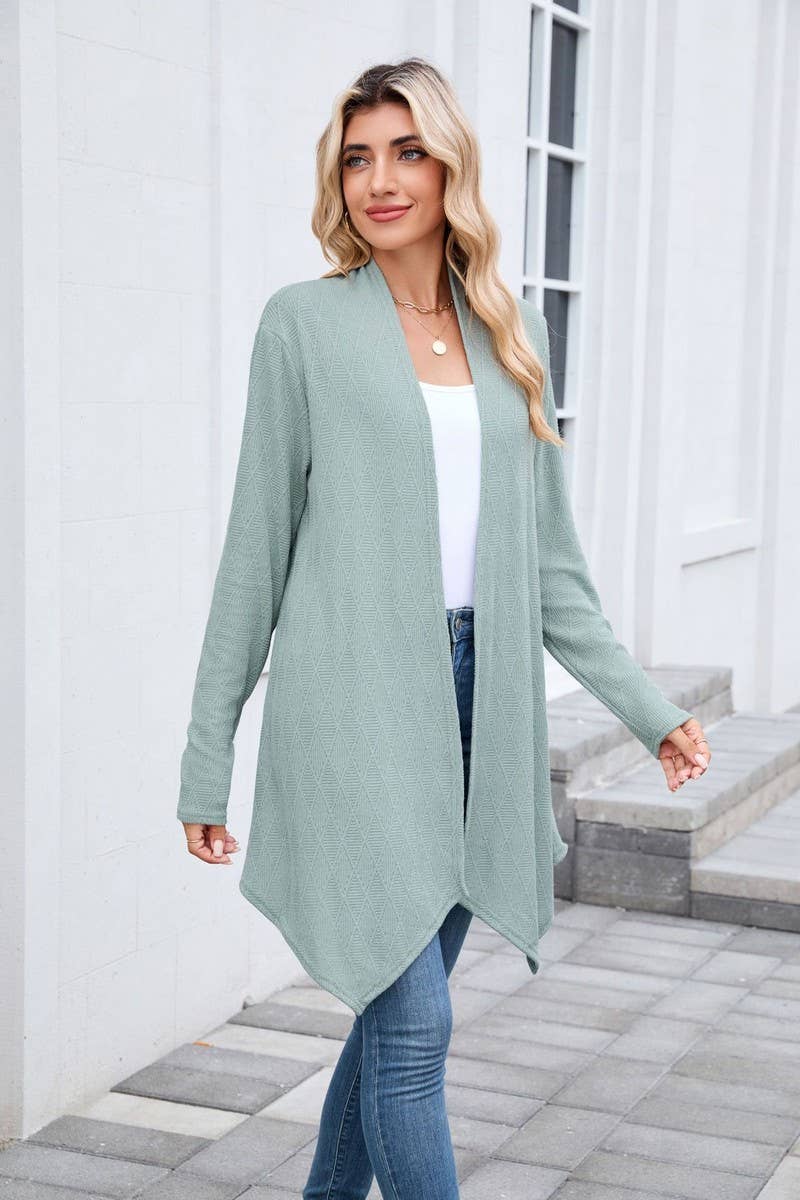 CWOCAL00859_CASUAL KNIT OPEN FRONT LONGLINE CARDIGAN