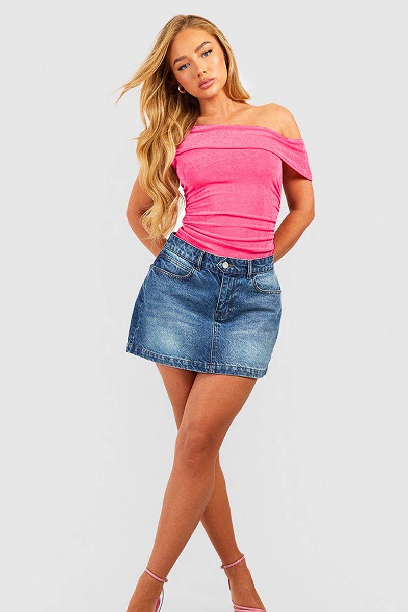 CWTBLSL0734_SUMMER SOLID COLOR SEXY OFF-SHOULDER BODYSUIT