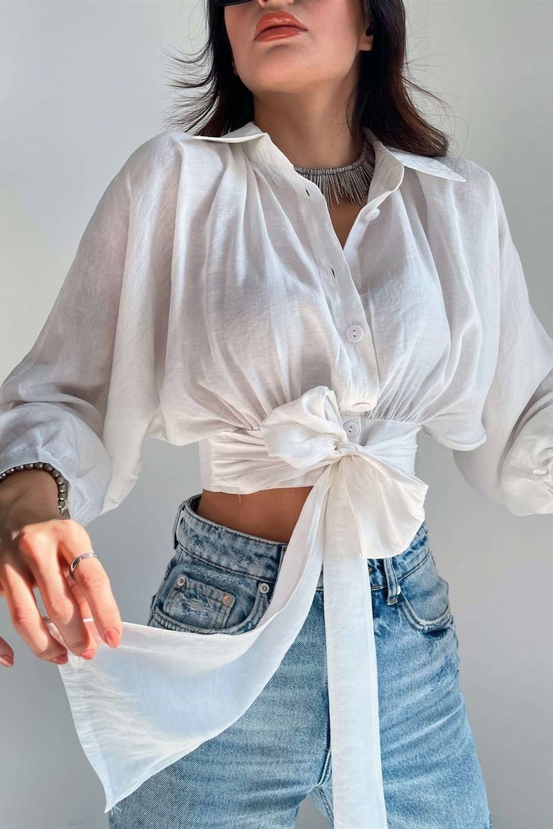 CWTSTL2783_SPRING AND SUMMER BELLY-BARING LOOSE SHIRT